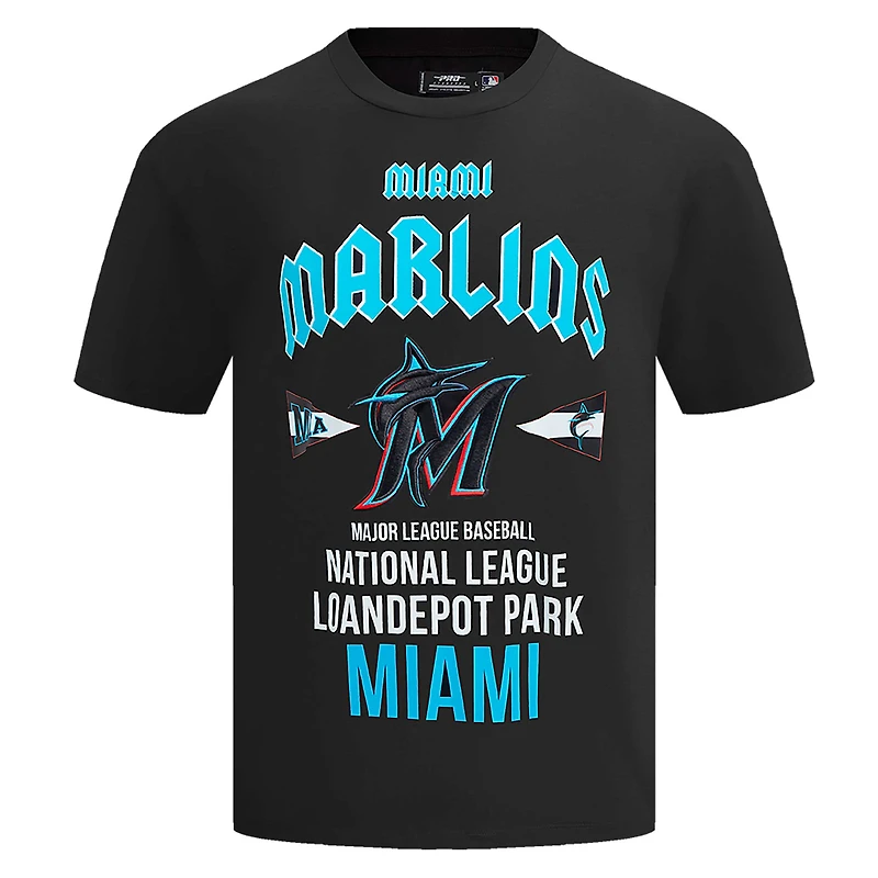 Men's Pro Standard Black Miami Marlins Oversized City Tour T-Shirt