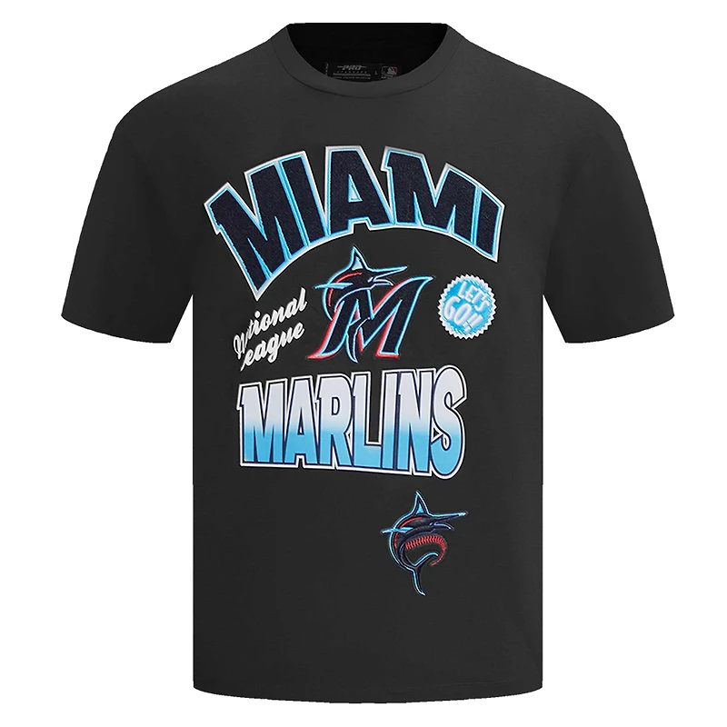 T-shirt à épaules tombantes Turn It Up Pro Standard pour homme, noir, des Miami Marlins