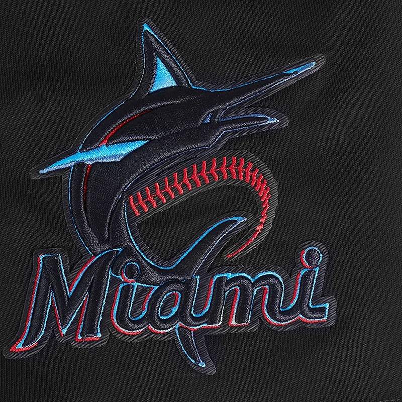 Men's Pro Standard Black Miami Marlins Turn It Up Dropped Shoulder T-Shirt