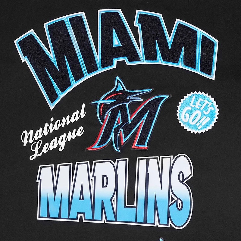 Men's Pro Standard Black Miami Marlins Turn It Up Dropped Shoulder T-Shirt