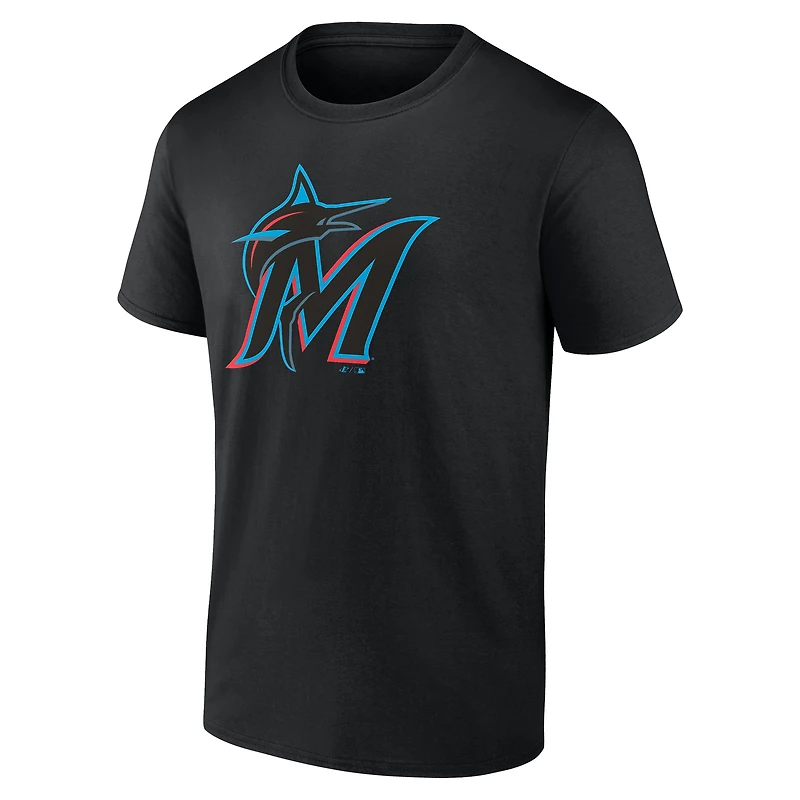 T-shirt à logo principal Miami Marlins Big & Tall pour homme, noir