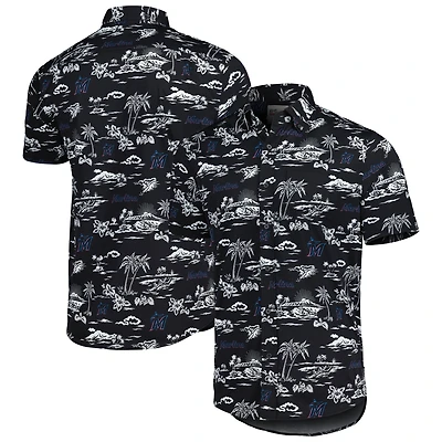 Men's Reyn Spooner Black Miami Marlins Kekai Performance Button-Down Shirt