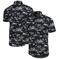 Chemise boutonnée Kekai Performance noire Reyn Spooner des Marlins de Miami pour homme