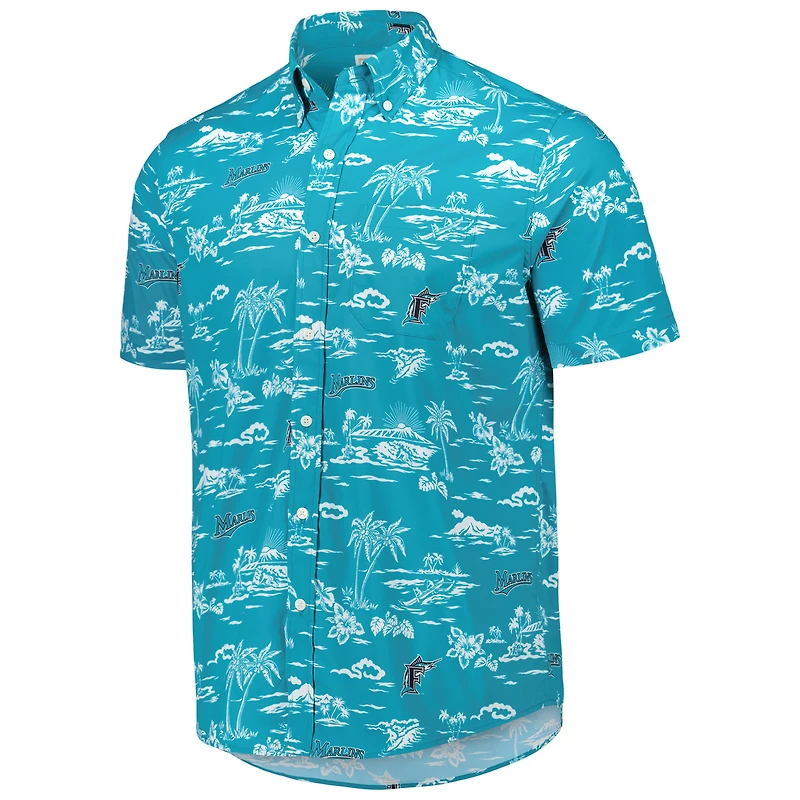 Chemise boutonnée Reyn Spooner Miami Marlins Kekai bleu sarcelle pour homme