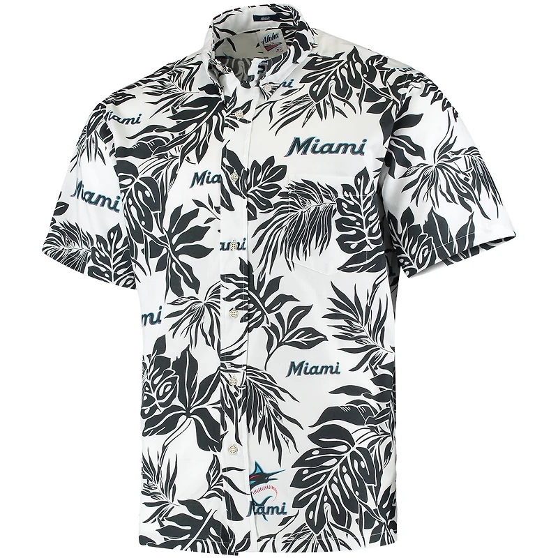 Men's Reyn Spooner White Miami Marlins Aloha Button-Down Shirt