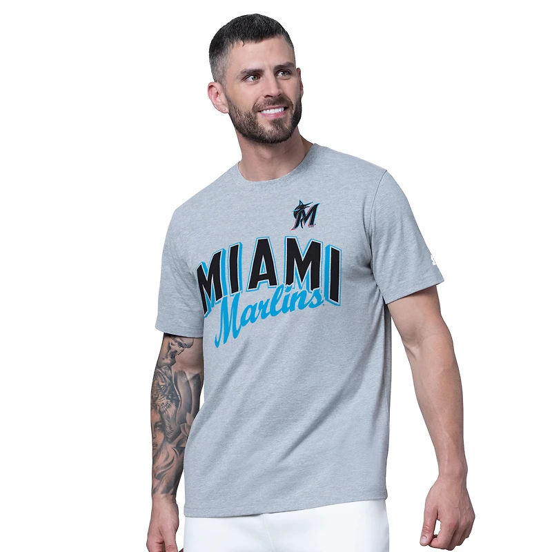 Men's Starter  Black/Heather Gray Miami Marlins Two-Pack T-Shirt Set