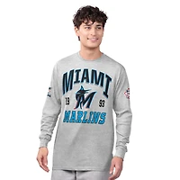 Men's Starter  Heather Gray/Black Miami Marlins Two-Pack Long Sleeve & Short T-Shirt Set