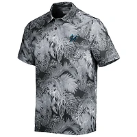 Chemise de camp boutonnée Tommy Bahama noire Miami Marlins Coast luminescent Fronds IslandZone pour hommes