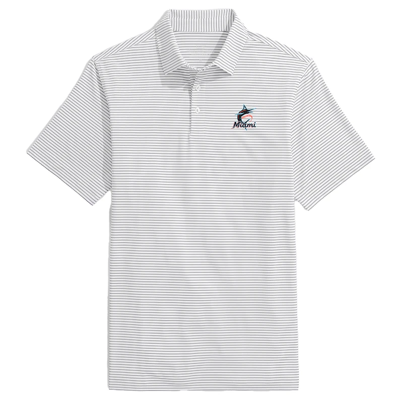 Polo à rayures Bradley Vineyard Vines pour hommes, gris, Miami Marlins