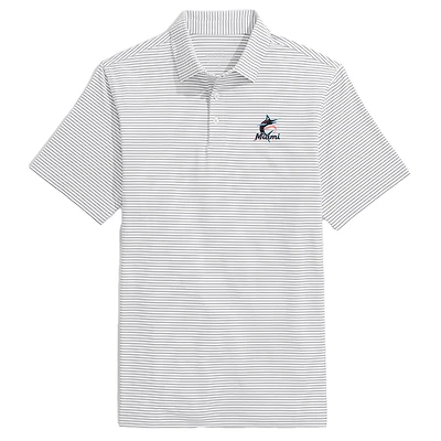 Polo à rayures Bradley Vineyard Vines pour hommes, gris, Miami Marlins