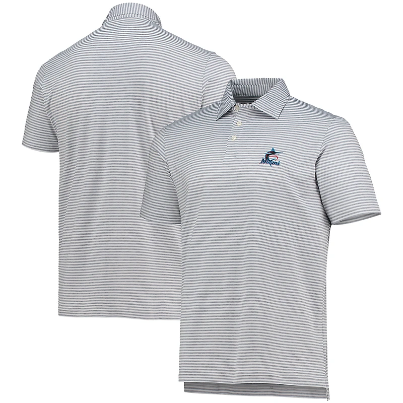 Polo pour homme Vineyard Vines gris Miami Marlins Heathered Winstead Sankaty
