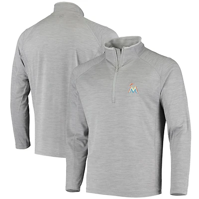 Men's Vineyard Vines Heather Gray Miami Marlins Performance Sankaty Half-Zip Pullover Top