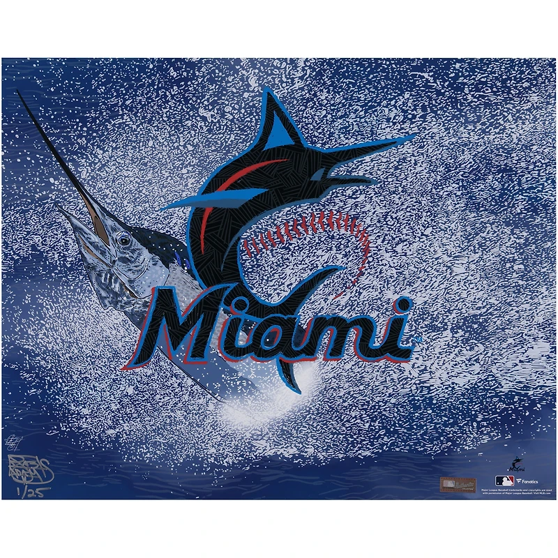 Miami Marlins 16" x 20" Photo Print - Designed and Signed by Artist Maz Adams - Limited Edition of 25
