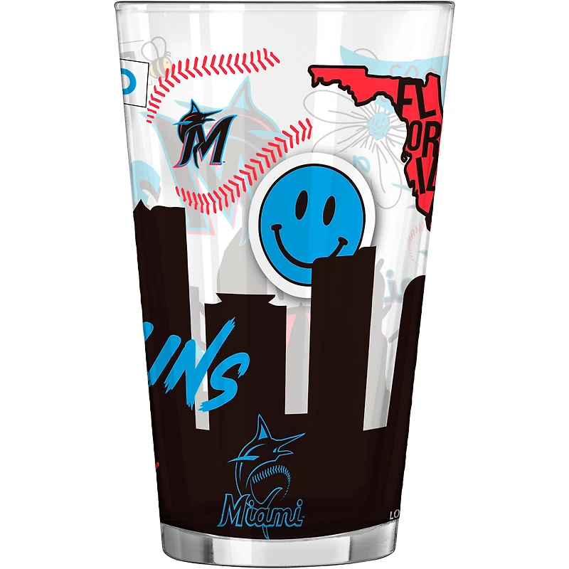 Marlins de Miami 16 oz. Verre à pinte indigène