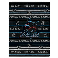 Couverture polaire en flanelle à rayures avec logo Miami Marlins 60'' x 80''