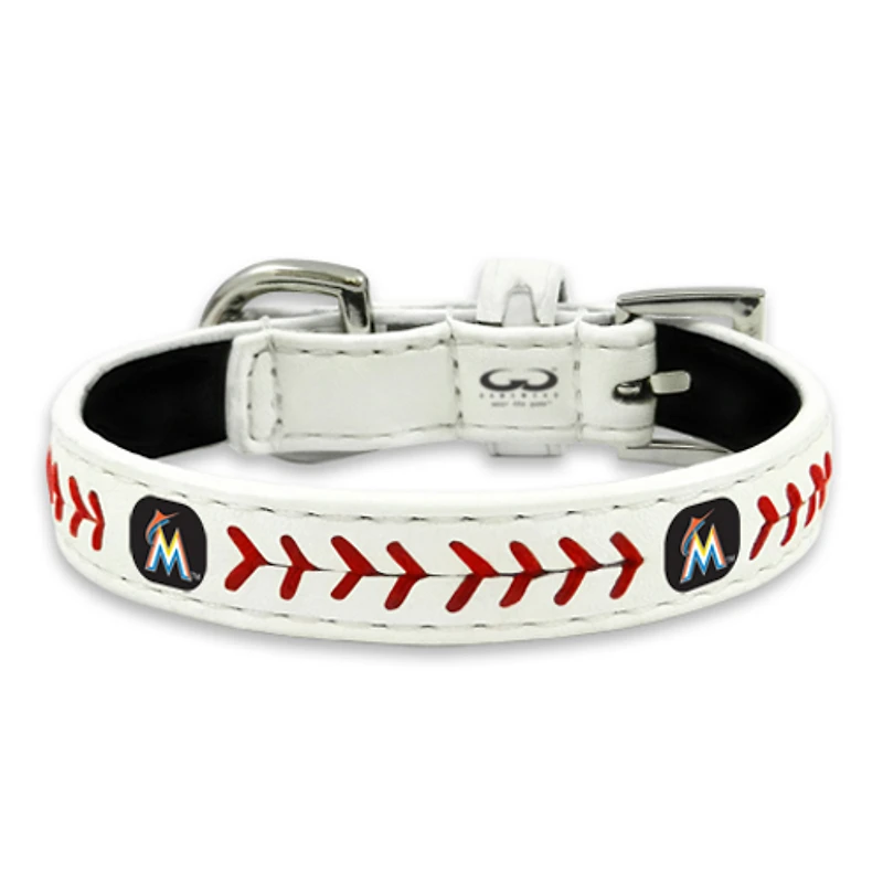 Collier pour chien en cuir classique de taille jouet des Marlins de Miami