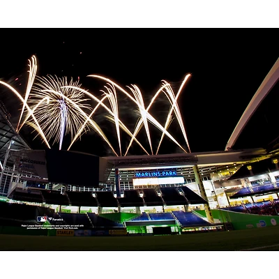 Miami Marlins Unsigned LoanDepot Park Fireworks Photograph