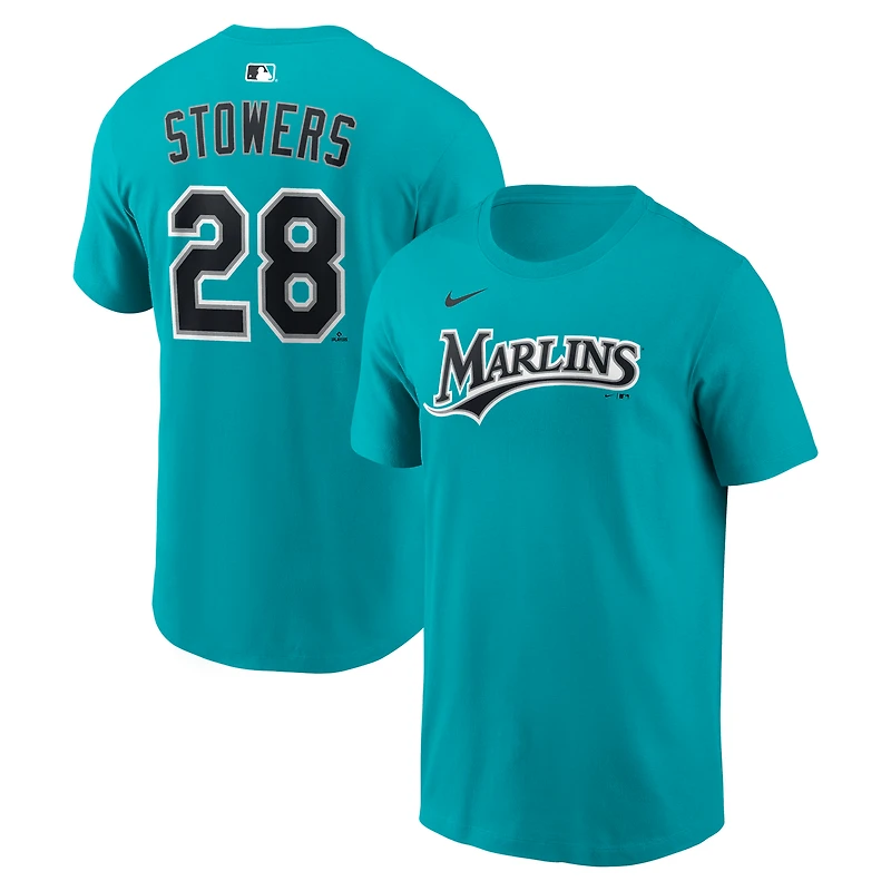 T-shirt Nike Kyle Stowers bleu sarcelle Miami Marlins avec nom et numéro