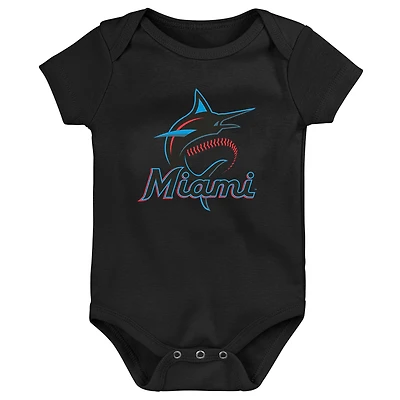 Body noir avec logo de l'équipe principale des Miami Marlins pour nouveau-né et bébé