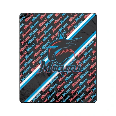 Pegasus Miami Marlins 60" x 70" Diagonal Lined Wordmark Ultra Soft Blanket