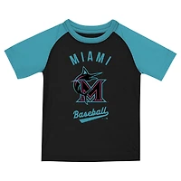 Ensemble maillot et short Nike City Connect 2025 noir/bleu sarcelle pour enfant d'âge préscolaire des Miami Marlins