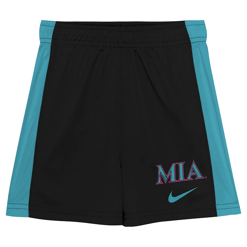 Preschool Nike Black/Teal Miami Marlins 2025 City Connect Shirt And Shorts Set