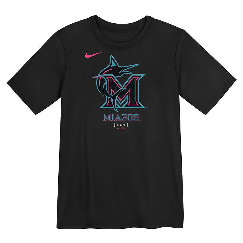T-shirt Nike noir pour enfant avec logo City Connect des Miami Marlins 2025