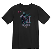 T-shirt Nike noir pour enfant avec logo City Connect des Miami Marlins 2025
