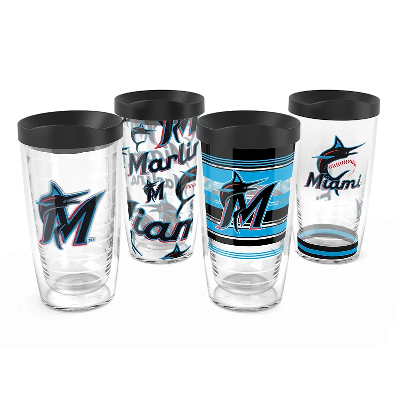 Tervis Miami Marlins Four-Pack 16oz. Classic Tumbler Set