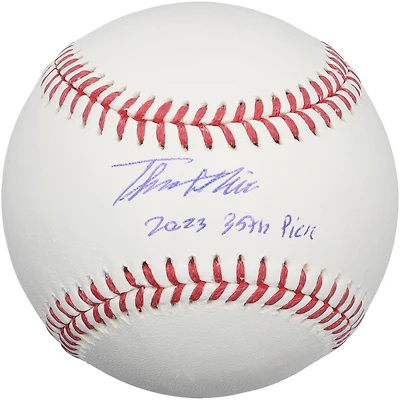 Balle de baseball autographiée par Thomas White des Marlins de Miami avec inscription « 35e choix de la saison 2023 »