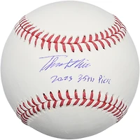 Balle de baseball autographiée par Thomas White des Marlins de Miami avec inscription « 35e choix de la saison 2023 »