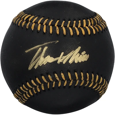 Balle de baseball en cuir noir autographiée par Thomas White des Miami Marlins