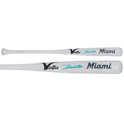Bâton miniature Victus autographié par Thomas White des Marlins de Miami