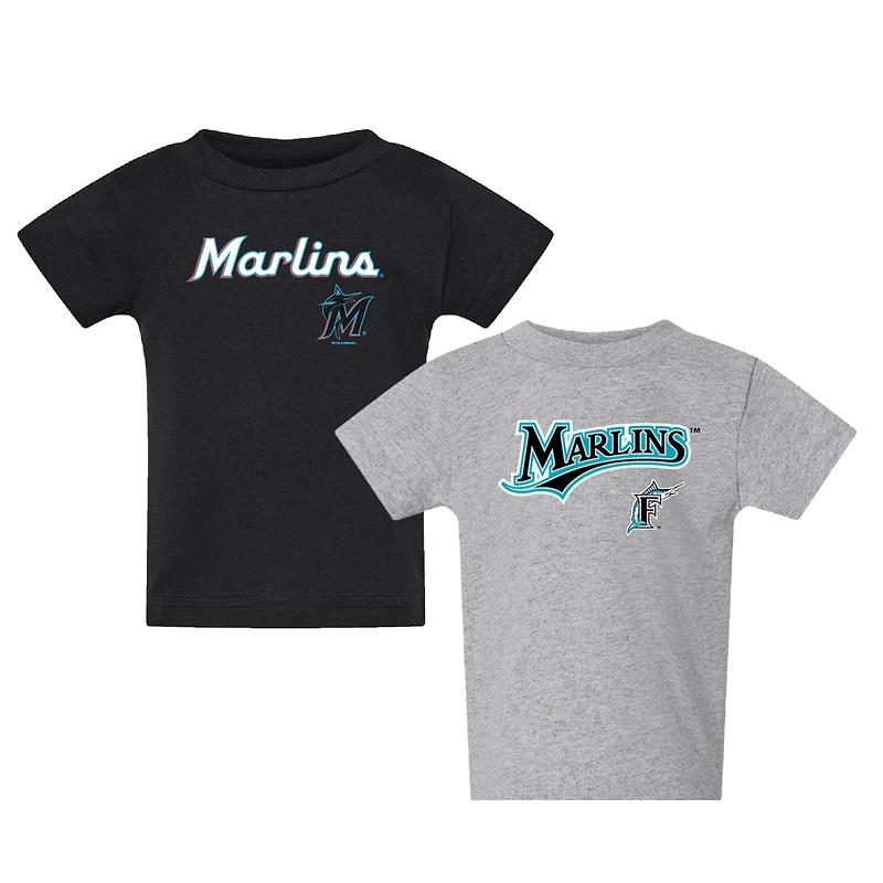 Toddler  Black/Gray Miami Marlins Logo 2-Pack T-Shirt Set