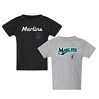 Toddler  Black/Gray Miami Marlins Logo 2-Pack T-Shirt Set