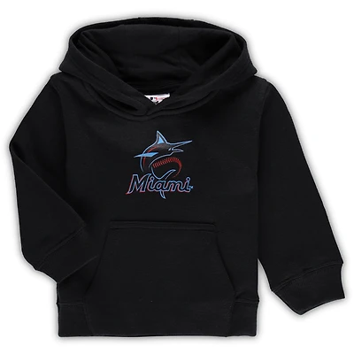 Sweat à capuche polaire noir pour tout-petit avec logo principal de l'équipe des Miami Marlins