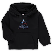 Sweat à capuche polaire noir pour tout-petit avec logo principal de l'équipe des Miami Marlins