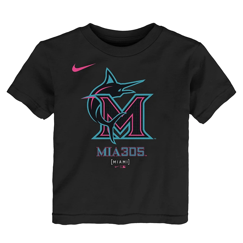 T-shirt Nike noir pour enfant avec logo City Connect 2025 des Miami Marlins