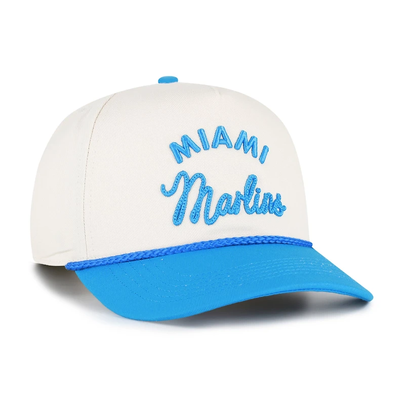 Casquette unisexe '47 naturelle/bleue Miami Marlins Rope Script Hitch ajustable
