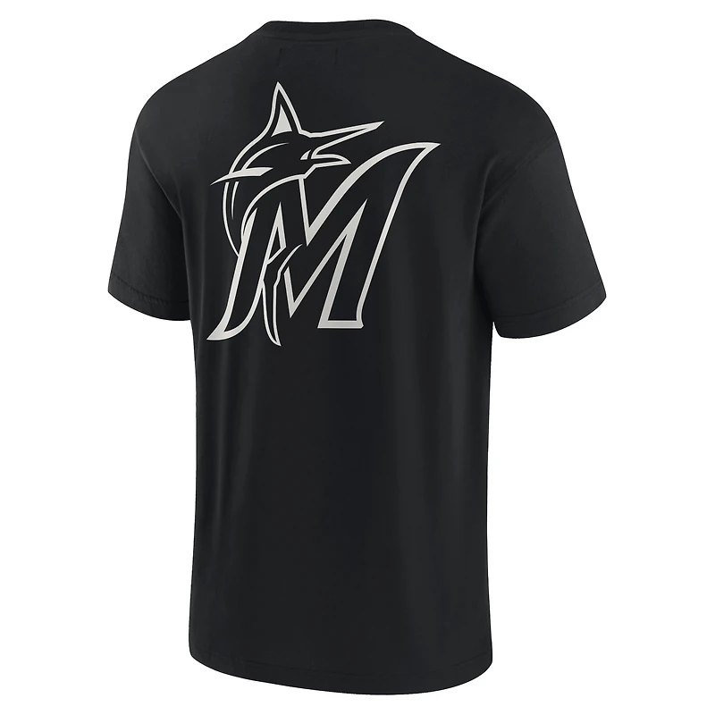 T-shirt unisexe Fanatics noir Miami Marlins Elements super doux à manches courtes