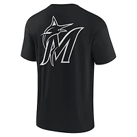 T-shirt unisexe Fanatics noir Miami Marlins Elements super doux à manches courtes