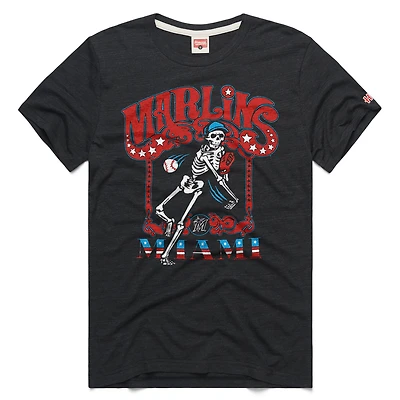 Unisex Homage Charcoal Miami Marlins MLB x Grateful Dead Americana Tri-Blend T-Shirt