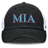Casquette ajustable Nike City Connect Trucker 2025 noire/blanche des Miami Marlins