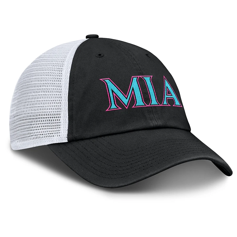 Casquette ajustable Nike City Connect Trucker 2025 noire/blanche des Miami Marlins