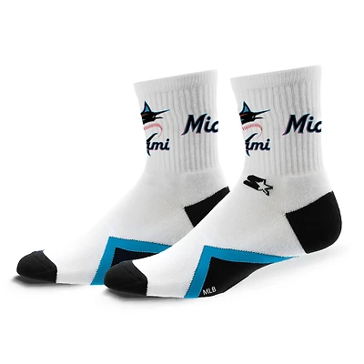 Chaussettes mi-mollet unisexes blanches Starter Miami Marlins Striker