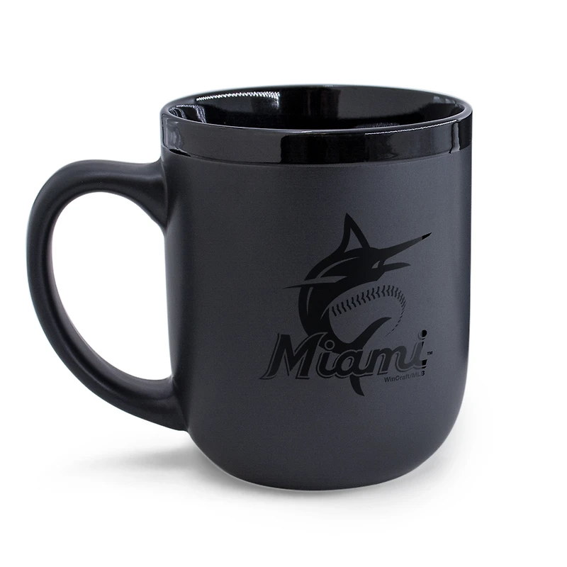 Mug en céramique noire ton sur ton WinCraft Miami Marlins de 50 cl