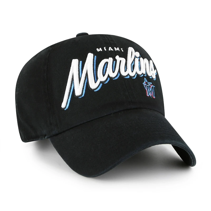 Women's '47 Black Miami Marlins Ariana Clean Up Adjustable Hat
