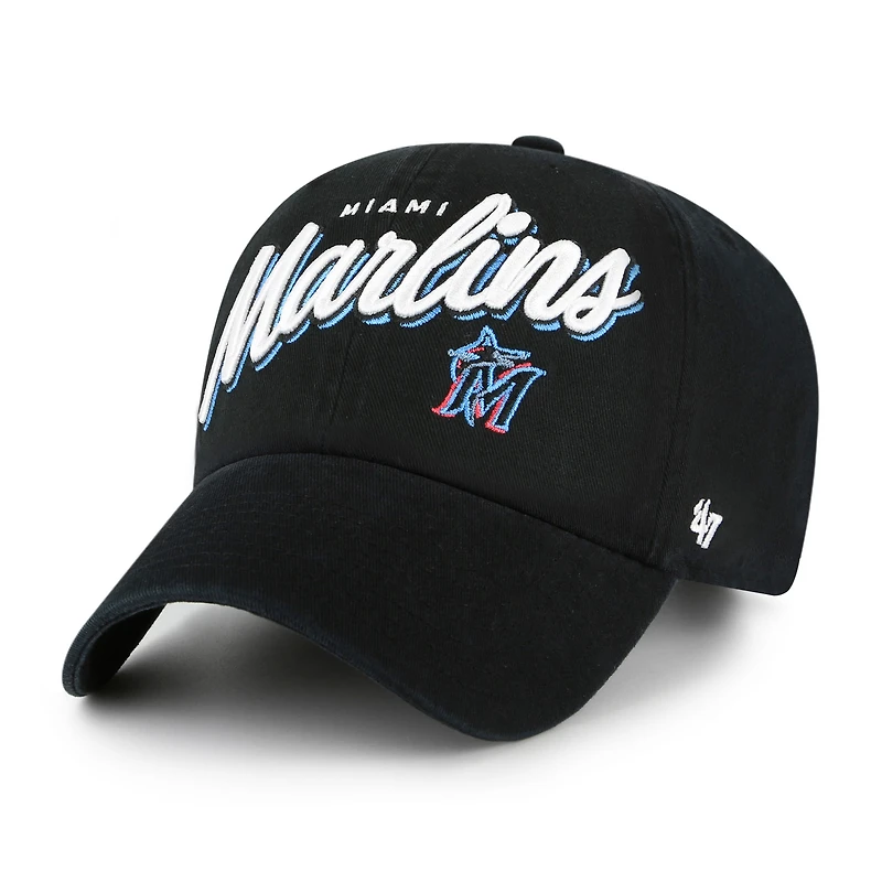 Casquette ajustable Ariana Clean Up noire '47 pour femme des Marlins de Miami