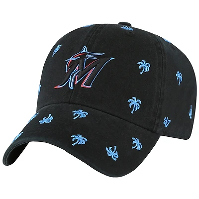 Women's '47 Black Miami Marlins Confetti Clean Up Adjustable Hat