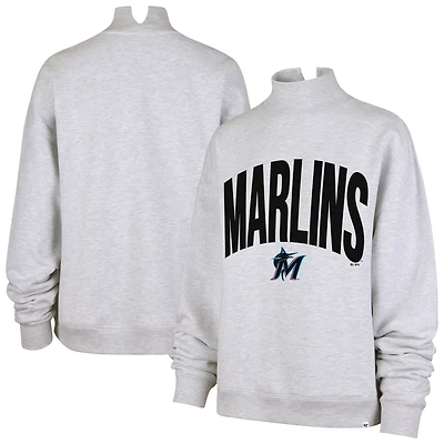 Women's '47 Heather Gray Miami Marlins Subtle Muse Mock Neck Sweatshirt